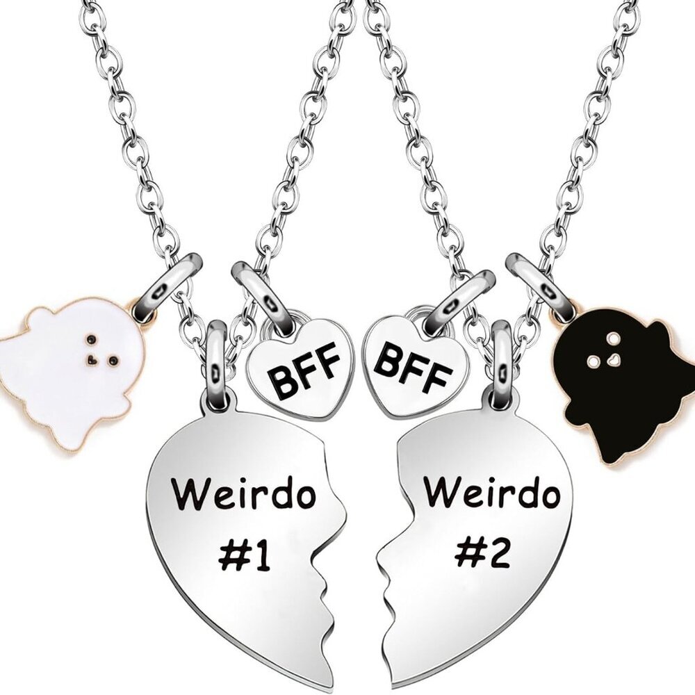 Friendship Gifts, Weirdo 1 Weirdo 2psc Set Split Heart Pendant Necklaces BFF Gif